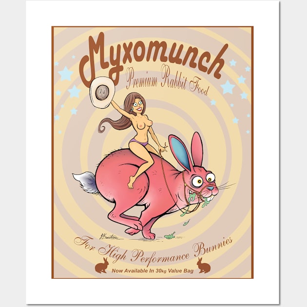 Myxomunch rabbit food poster Wall Art by JedDunstan